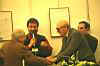 GB Carpi incontra Will Eisner, Lucca; dietro, Gianfranco Goria e Luca Boschi - foto Goria