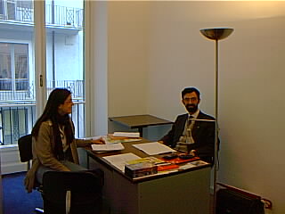 Alberto Arato (Direttore del Centro Didattico per i Linguaggi della Comunicazione) con un'ospite